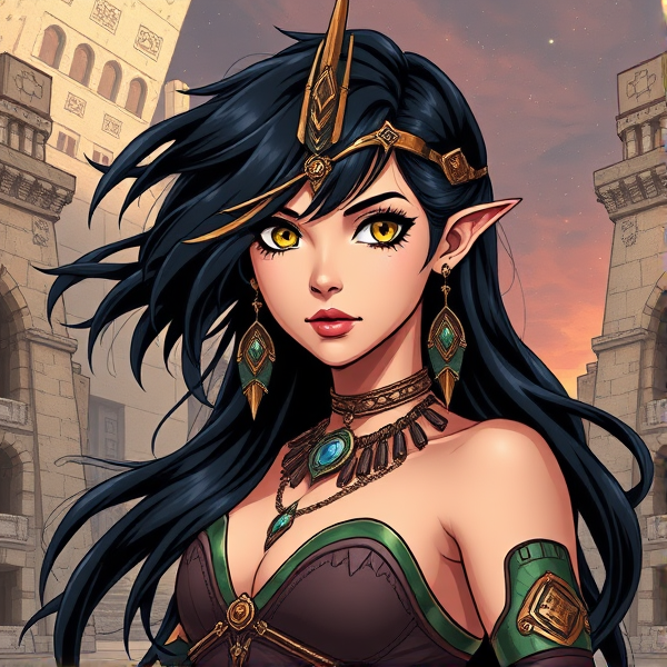 A futuristic, dark-haired, native girl named Astaudia that rules over an ancient world of Astaudia, Comic Book Cover