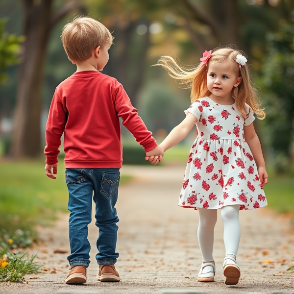 boy and girl holding hands