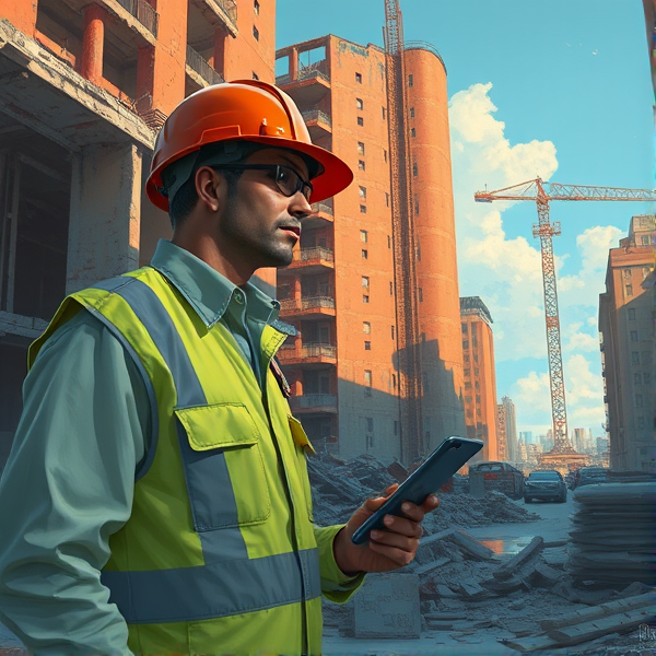 Asbestos assessor on demolition site