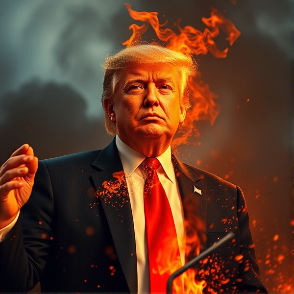 donald trump takes over the world and burns in flames